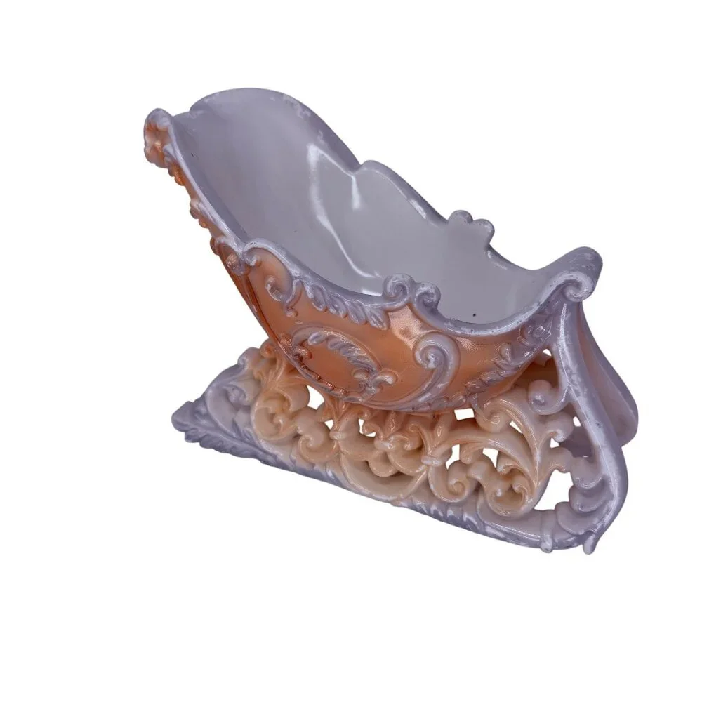 Vintage Plastic Blush Pink Christmas Ornate Winter‎ Sleigh